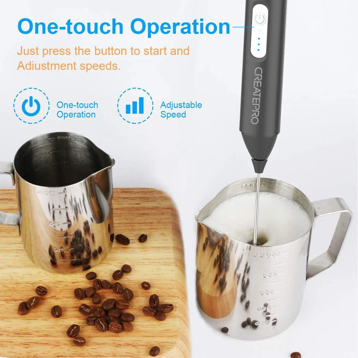 Rechargeable Electric Milk Frother — Automatic Handheld Foam Maker