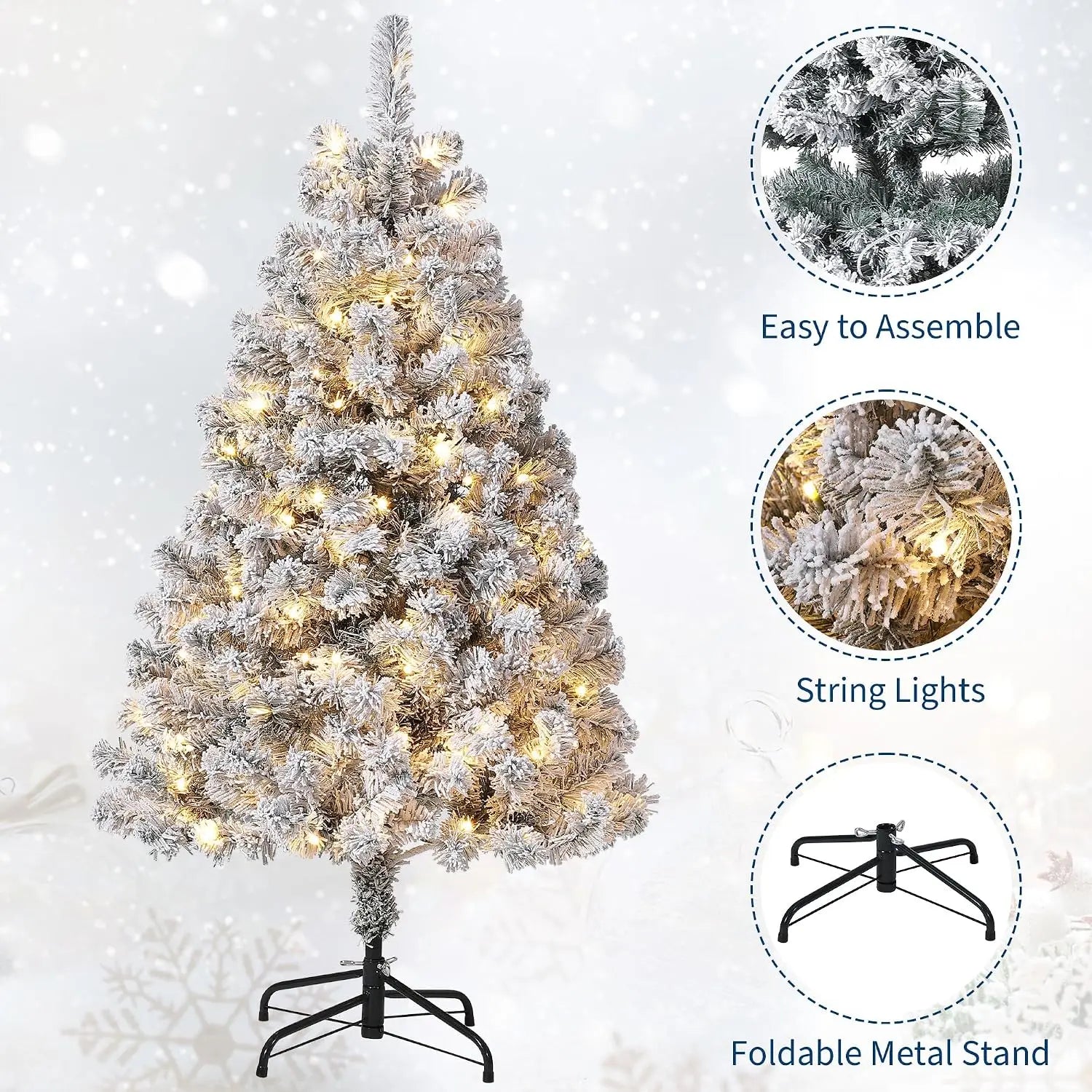 Artificial Spruce Christmas Tree — Pre-Lit with Dimmable LED Lights