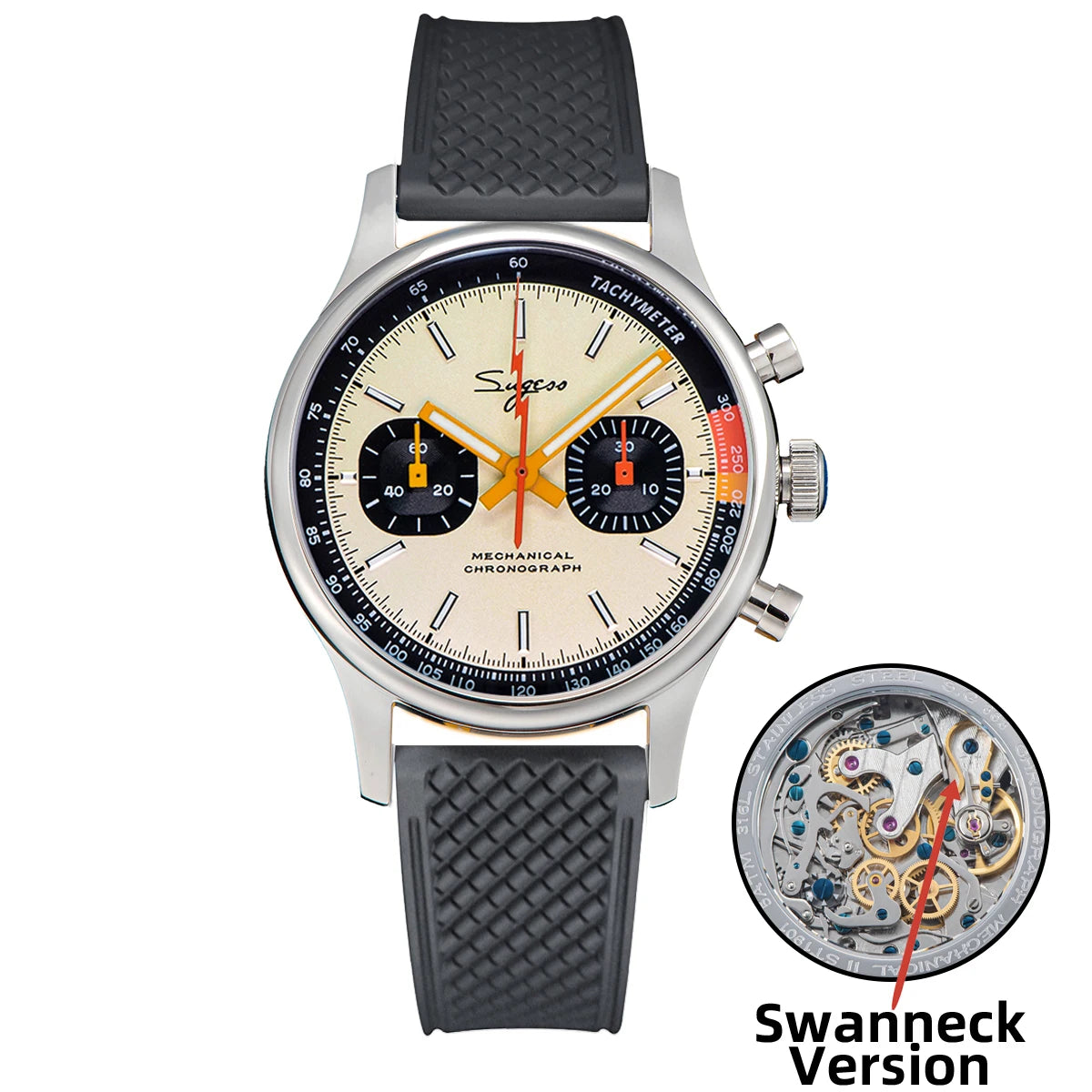 SUGESS Pilot Chronograph Watch — Mechanical Seagull Movement & Sapphire Crystal