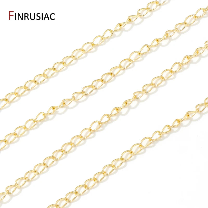 FINRUSIAC 14K Gold Plated Brass Cable Chain — DIY Jewelry Making Supplies