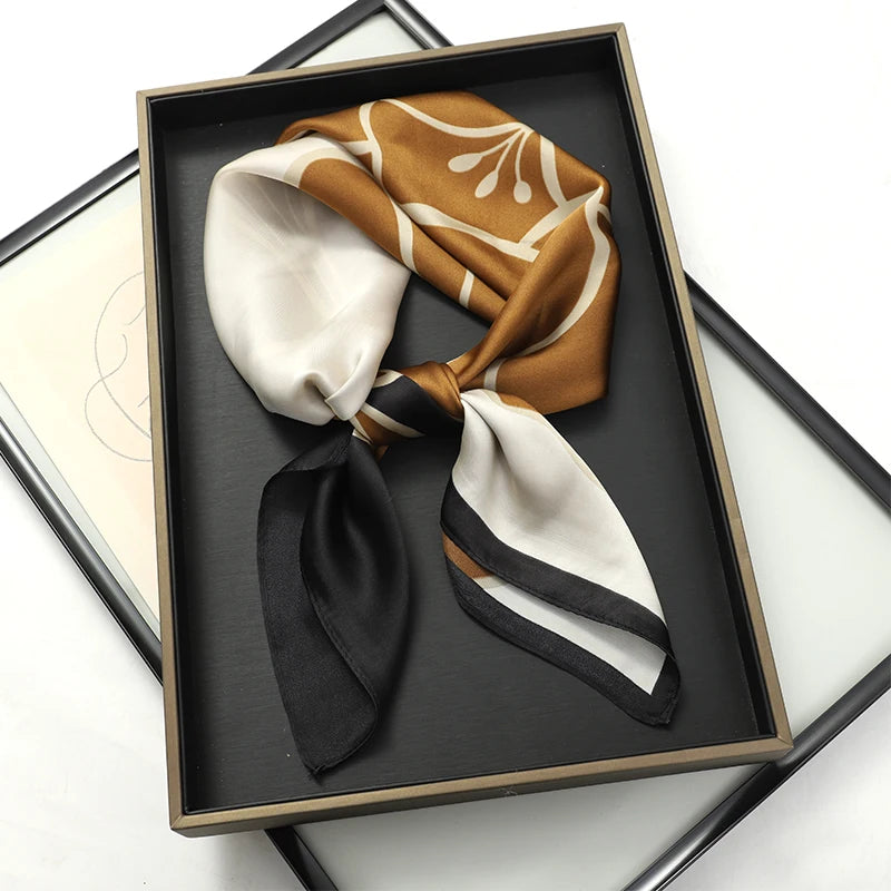 SENAIFEI Printed Silk Scarf — Luxury Square Shawl & Decorative Headband