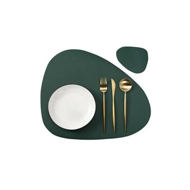 PU Leather Placemat and Coaster Set — Waterproof & Oil-Proof Table Mats