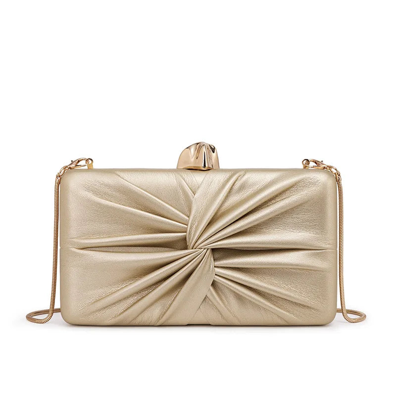 LUNHA Women's Evening Clutch Bag — Elegant Knot Design with Chain Strap