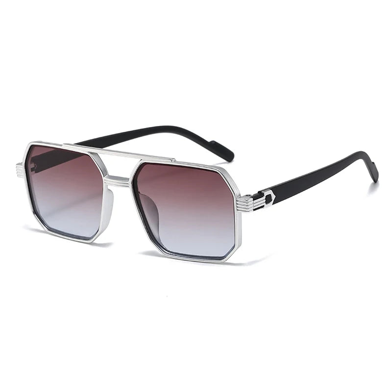 Julyrays Polygonal Double Beam Eyewear — Retro Trendy Large Frame Glasses