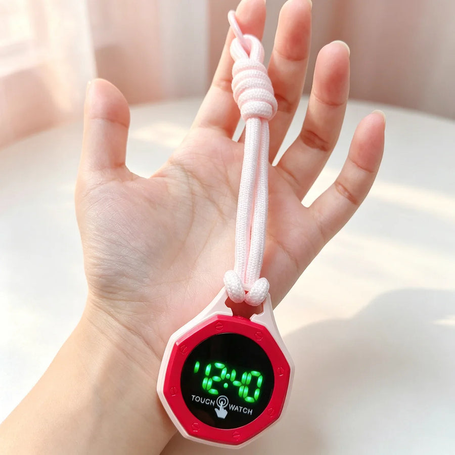 Portable Digital Pocket Watch — Silent Design with Night Light Display