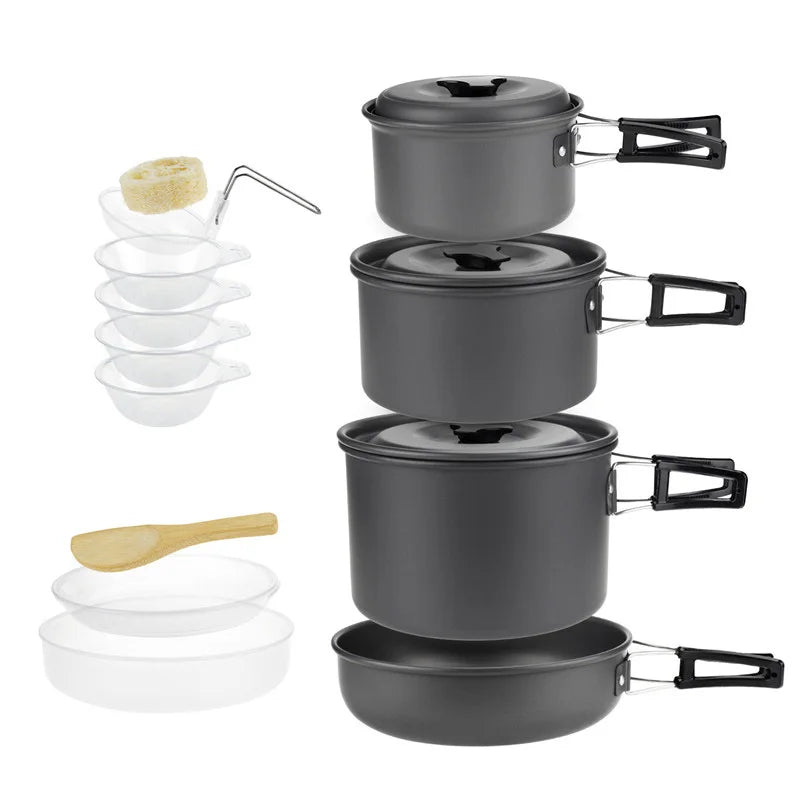 leaftour Camping Cookware Set — Lightweight Aluminum Pot and Pan Kit