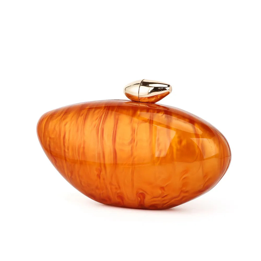 ABQP Retro Acrylic Marble Evening Bag — Elegant Minaudiere Clutch for Parties