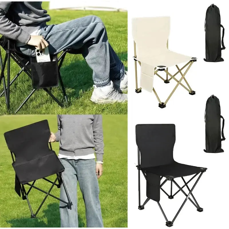 Foldable Outdoor Camping Chair — Portable Leisure Seat with Cup Holder