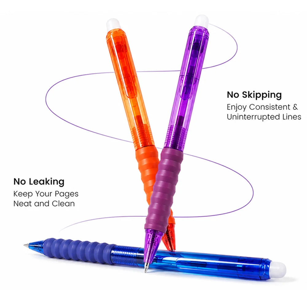 MROOFUL Erasable Gel Pen Set — Smooth Writing with 50 Ink Refills