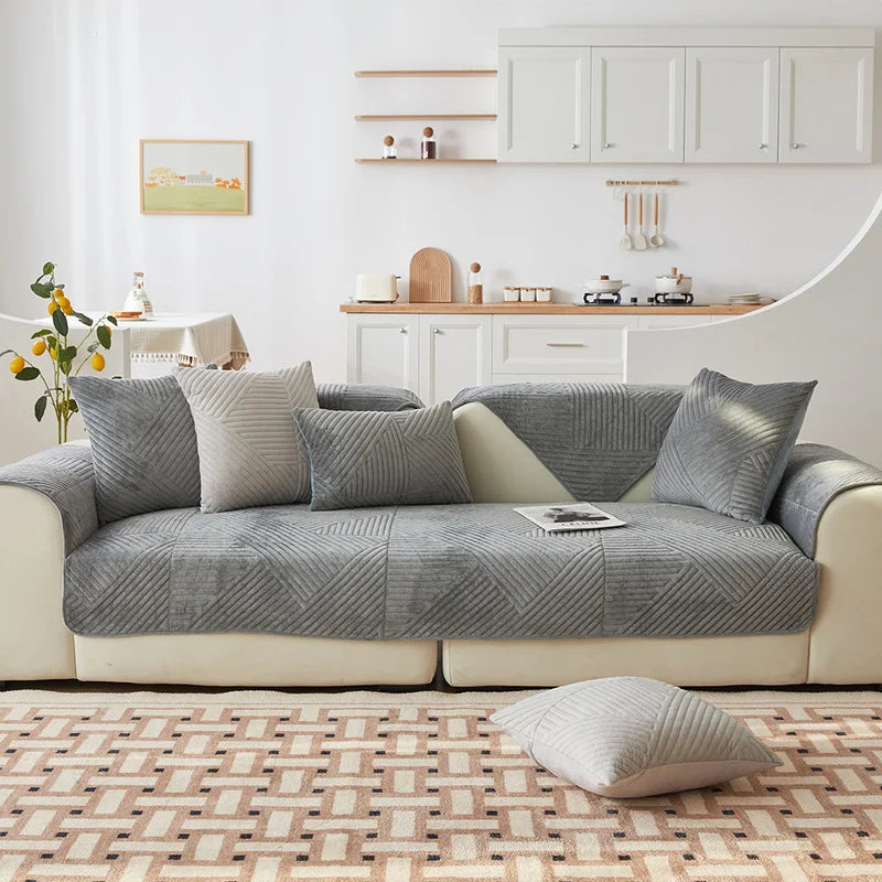 Crystal Velvet Sofa Cover — Non-Slip Furniture Protector for Pets and Kids