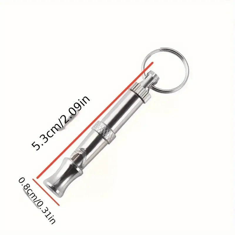 Adjustable Stainless Steel Dog Whistle — Professional Training Tool with Keychain