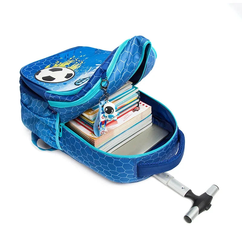 Children's Rolling Backpack Set — Wheeled School Bag with Lunch Bag & Pencil Case