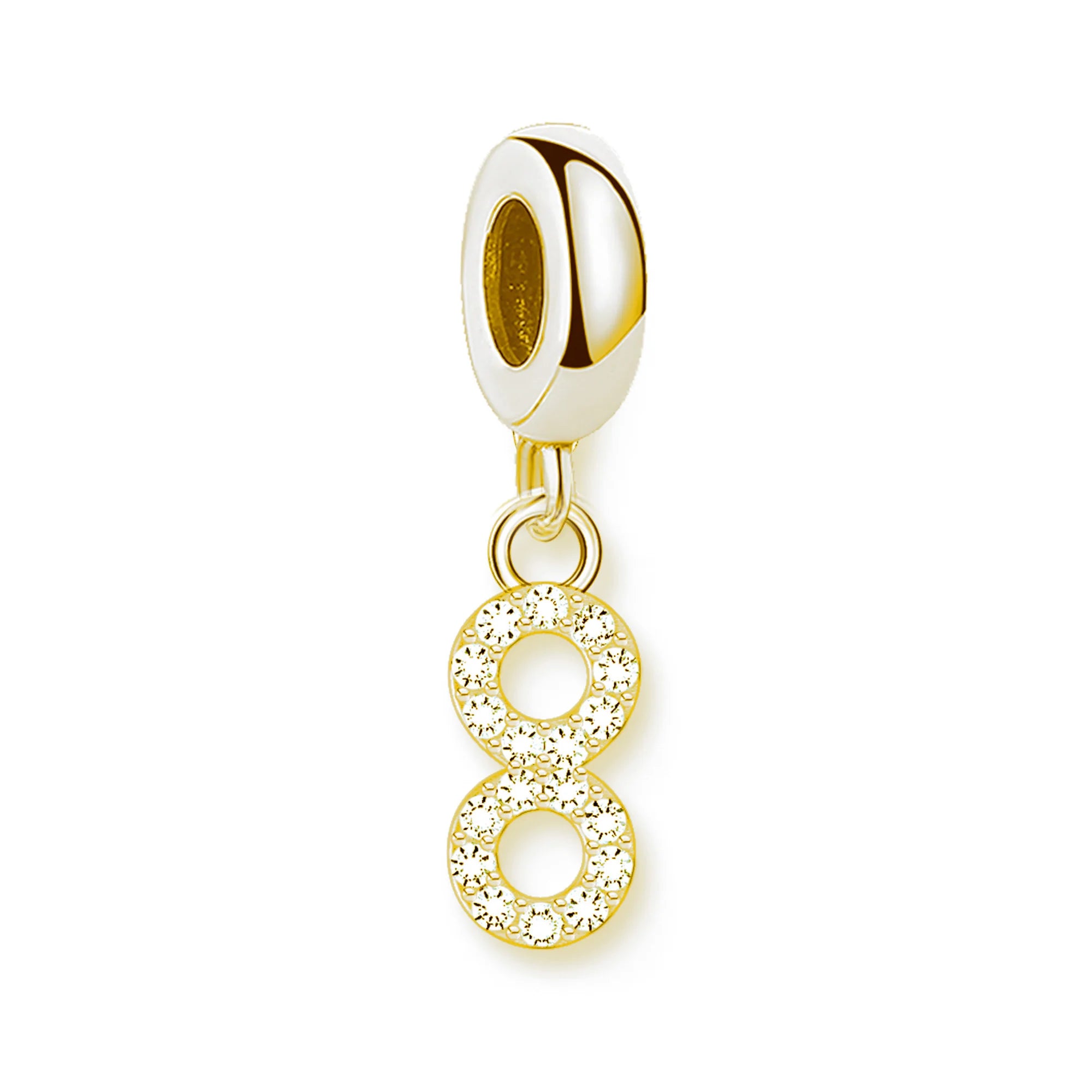 Thaddaeus Gold Plated Number Letter Charm — 925 Sterling Silver Zirconia Pendant