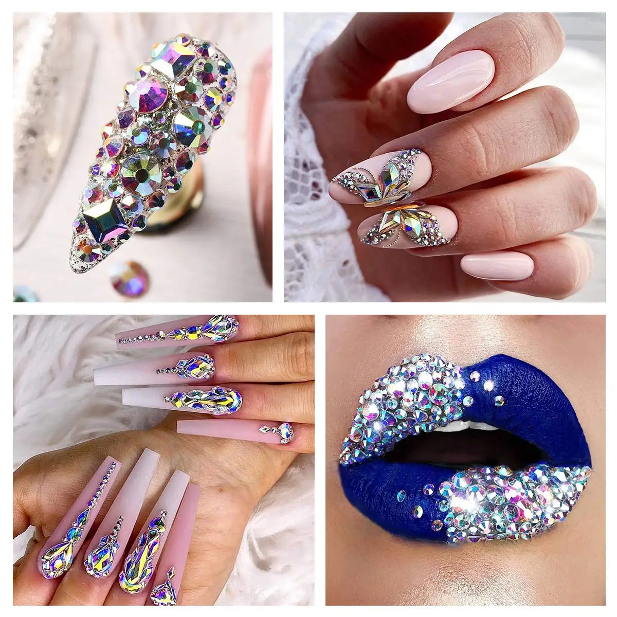 Nibiru DU Crystal Nail Rhinestones Set — Multi-Shape Gem Kit with Pick Up Pen