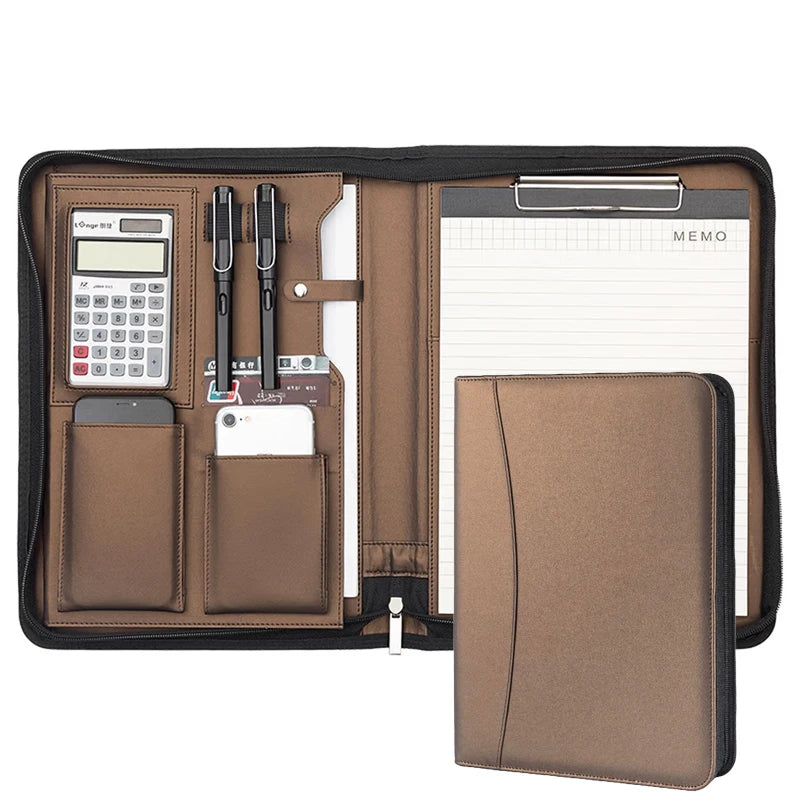Folderix Multifunctional Leather Business Portfolio — A4 Document Organizer