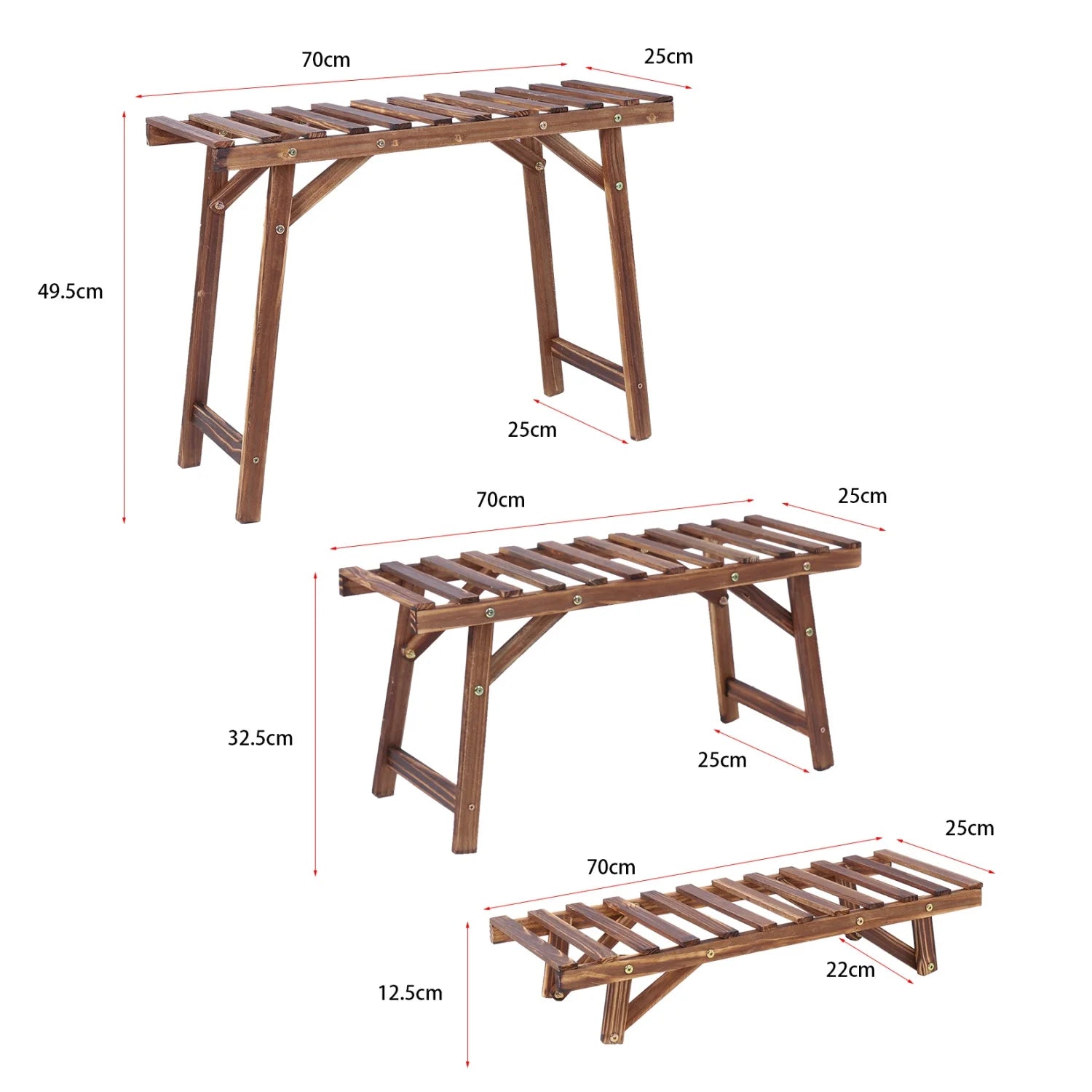 3-Tier Wooden Ladder Plant Stand — Multi-Size Flower Pot Organizer