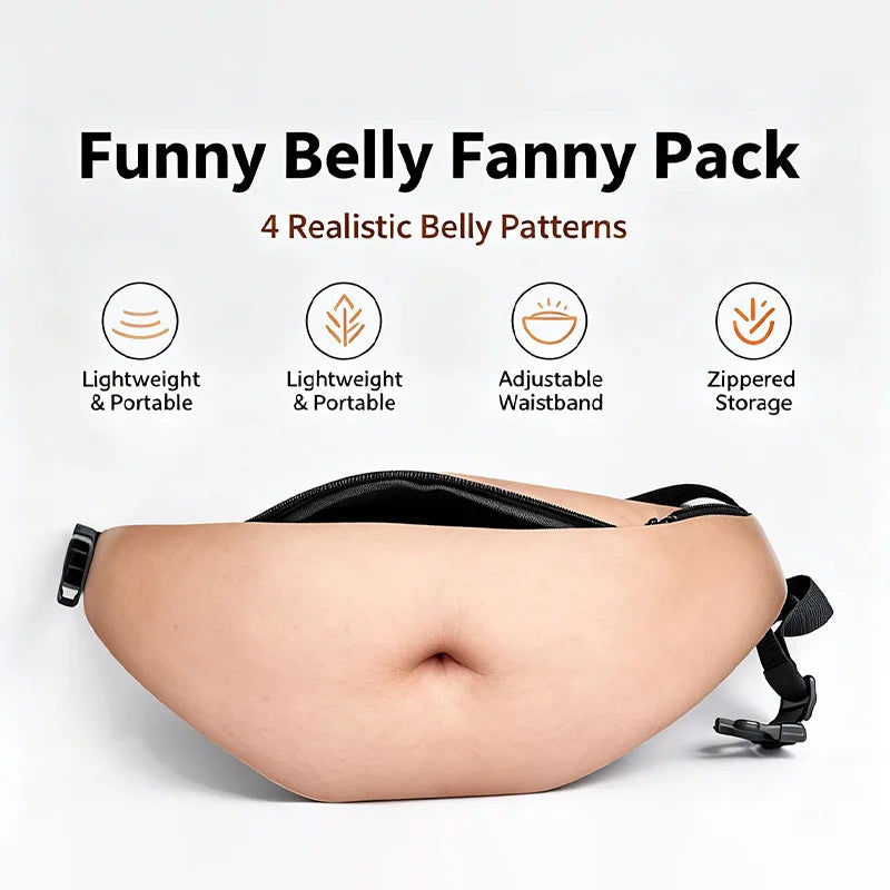 Funny Novelty Fake Belly Waist Pack — Humorous Simulation Dad Bod Gag Gift