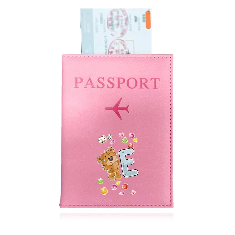 Bear Pattern Passport Cover — Protective PU Leather Travel Holder