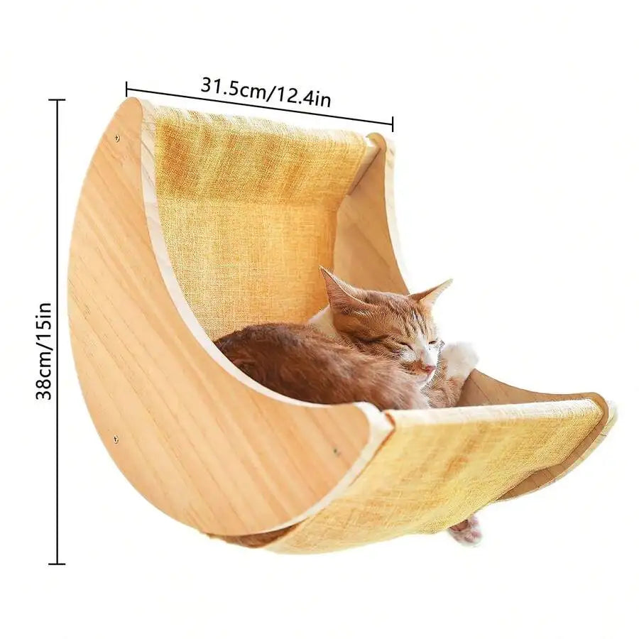 Moon Cat Wall Shelves — 3-Piece Solid Wood Climbing Set