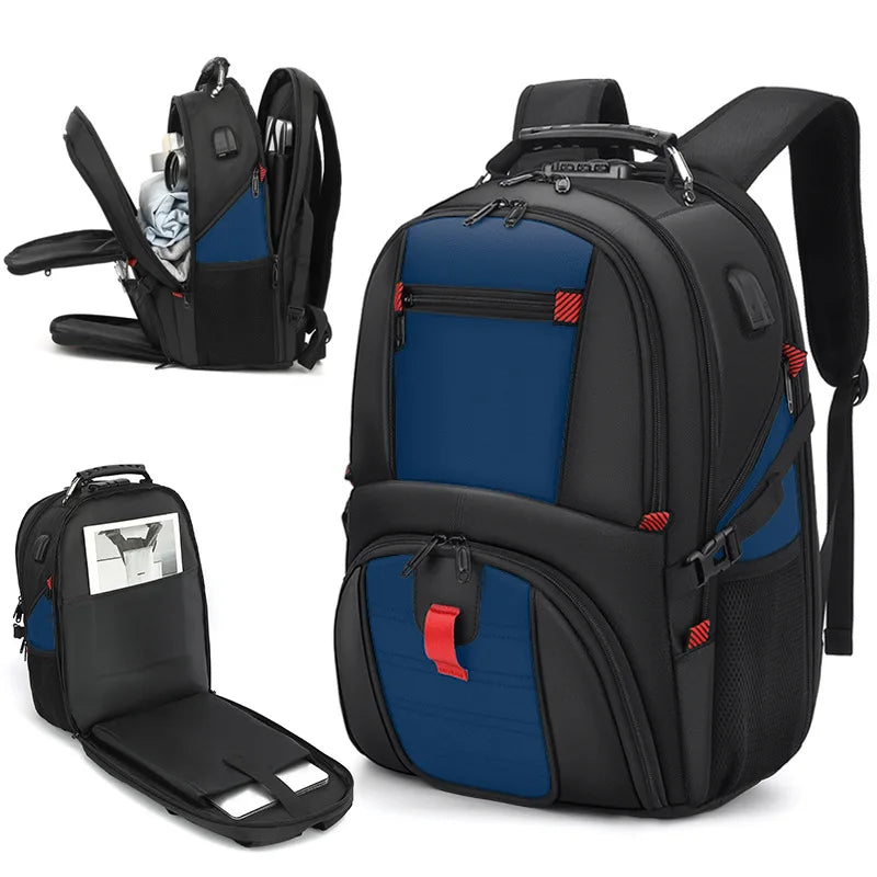 Men's Large Travel Backpack — Business Laptop Bag with USB Port