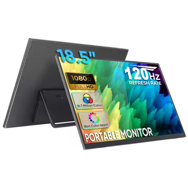 18.5 Inch Portable Monitor — 120Hz 1080P IPS Display with 180° Kickstand