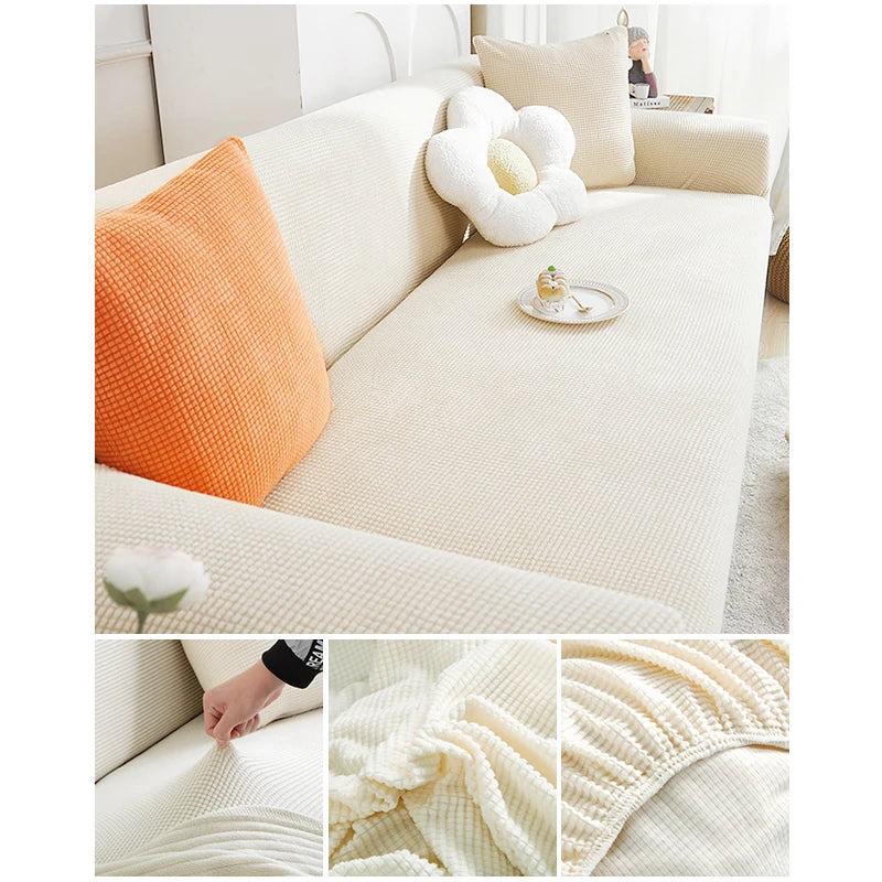 Elastic Jacquard Fabric Sofa Cover — Stretchable Slipcover for Living Room