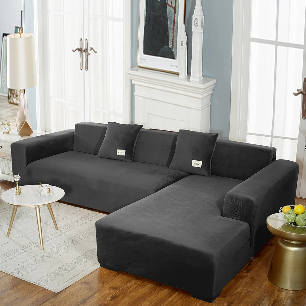 airldianer Velvet Sofa Cover — Luxury Elastic Slipcover for L-Shaped & Sectional Sofas