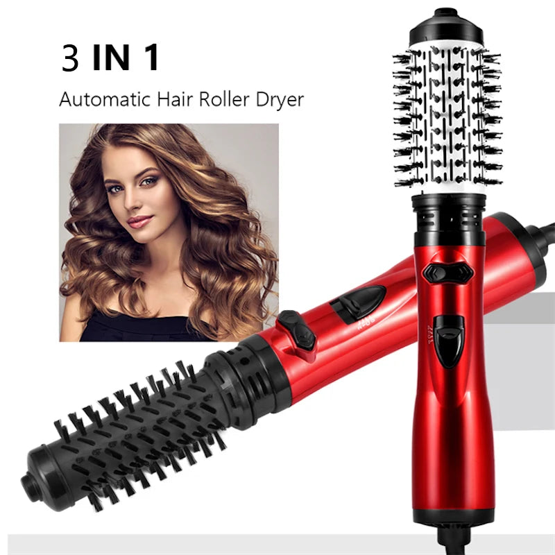 3-in-1 Rotating Hot Air Brush — Automatic Hair Dryer and Curler Comb
