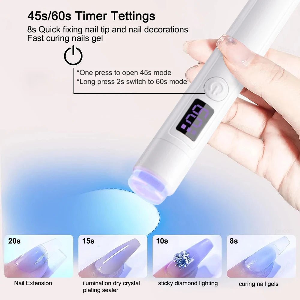 peicon Mini UV LED Nail Lamp — Portable Rechargeable Gel Nail Dryer