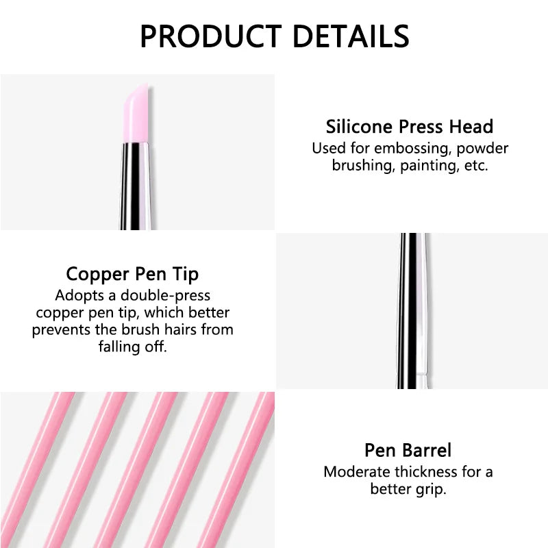 Silicone Nail Art Brush Set — 5-Piece DIY Manicure & Dotting Tool Kit