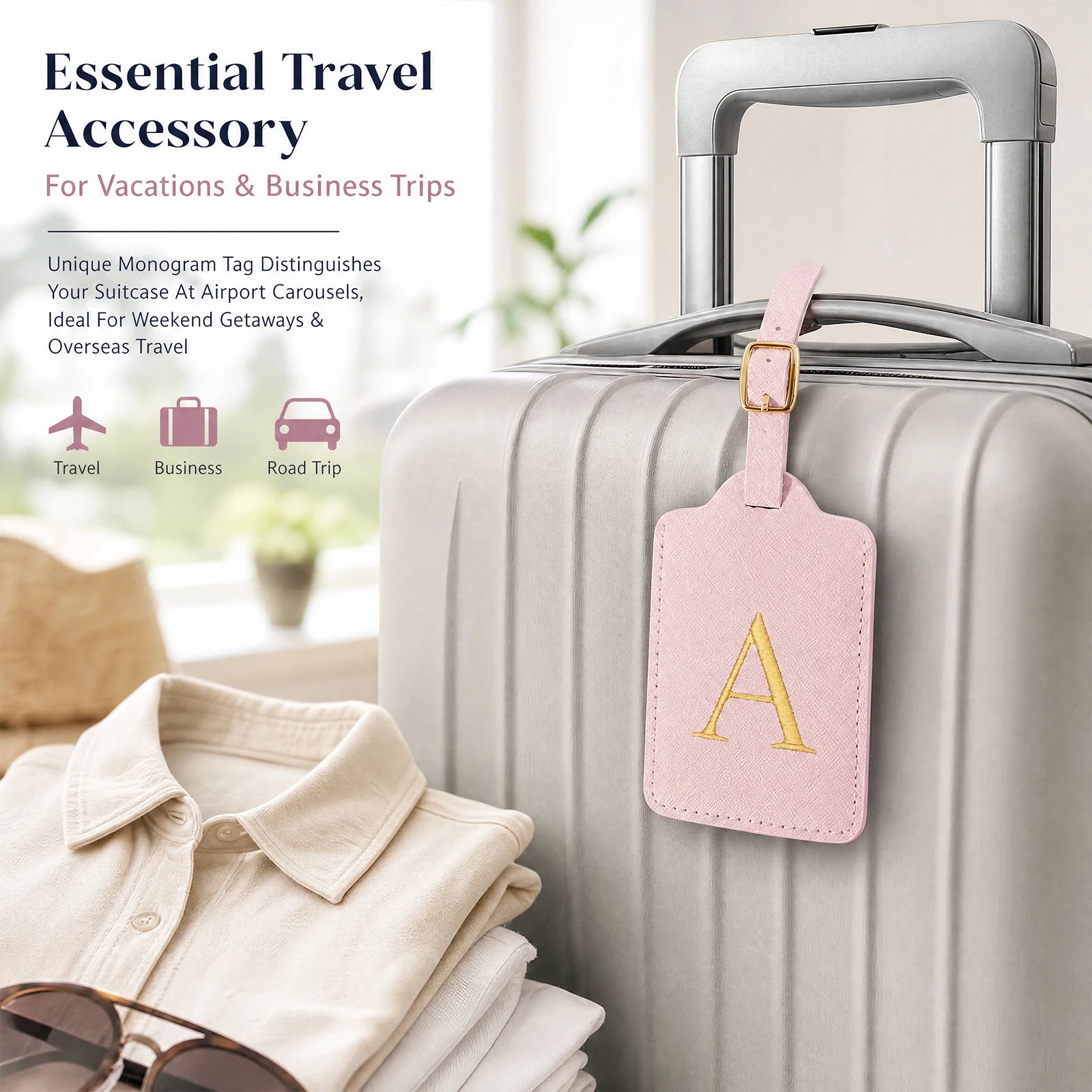 Personalized Alphabet Luggage Tag — Durable PU Leather Travel Accessory