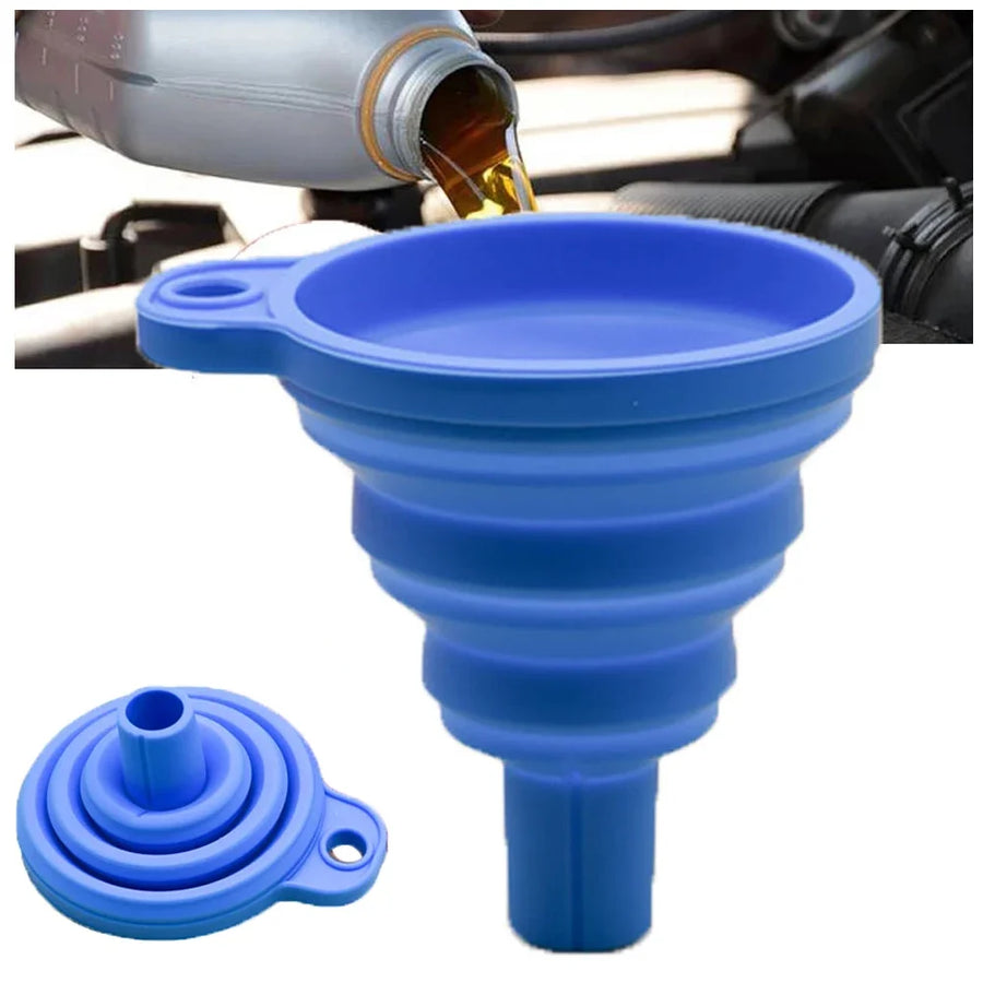 Collapsible Silicone Engine Funnel — Portable Liquid Pouring Tool for Cars