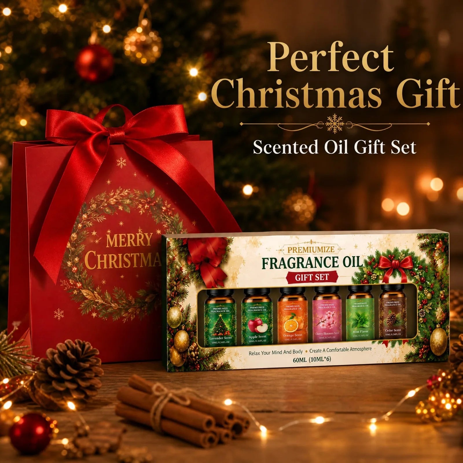 Christmas Fragrance Oil Gift Set — 6 Scented Essential Oils for Diffusers
