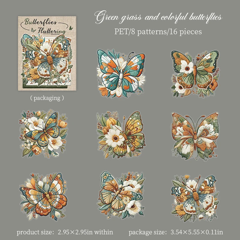 Butterfly PET Stickers — Creative Scrapbook & Junk Journal Decor