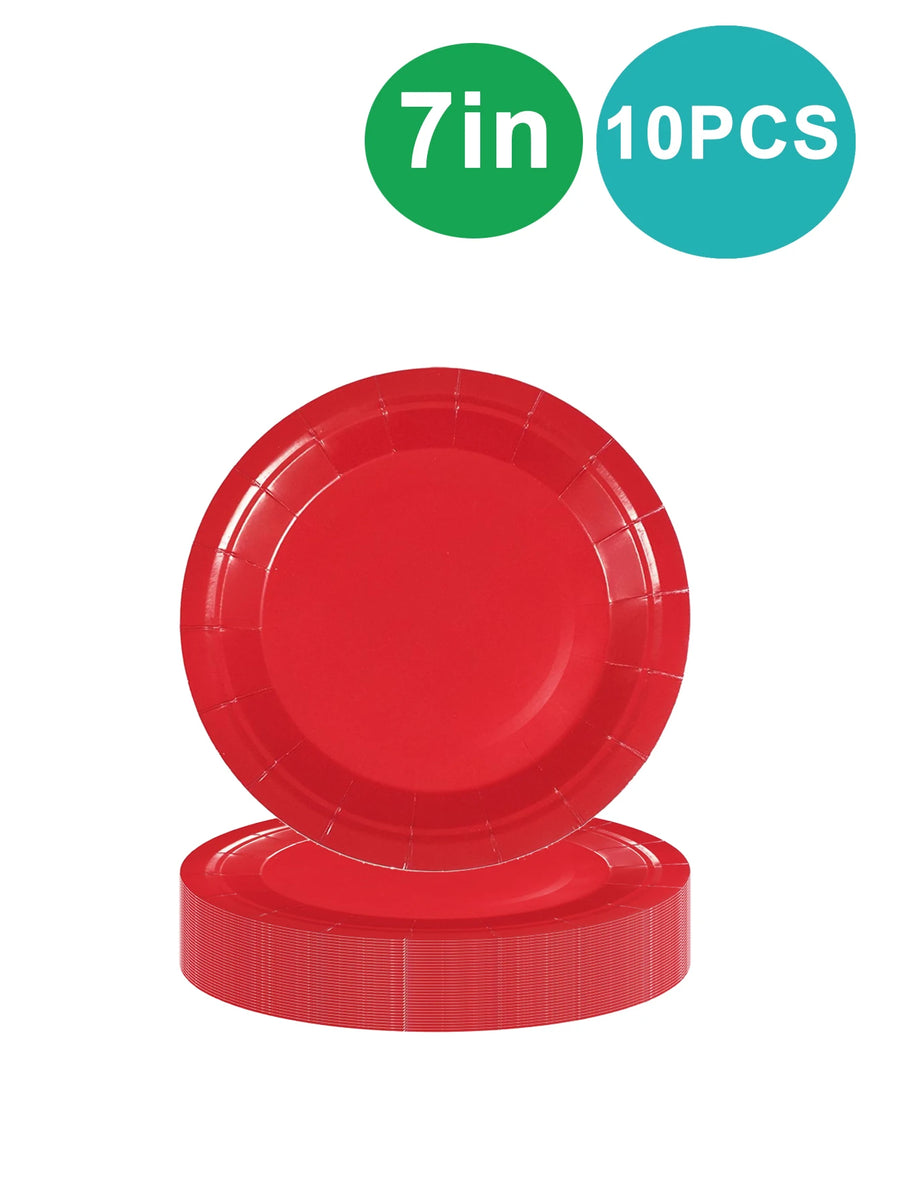 Red Disposable Tableware Set — Versatile Paper Party Supplies