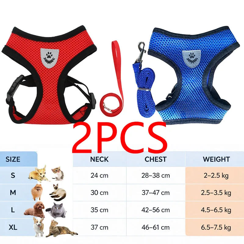 Anti-Escape Cat Harness and Leash Set — Reflective Pet Vest with Quick Release