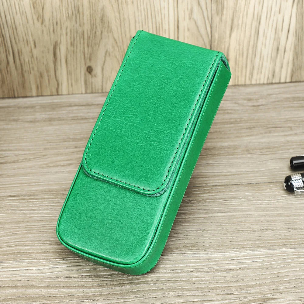 CONTACTS FAMILY Genuine Leather Pen Case — Luxury 3-Slot Pencil Pouch