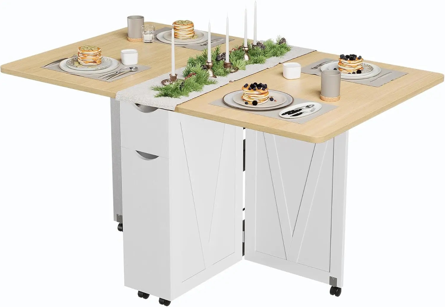 Garvee Folding Dining Table — Space-Saving Square Design with Storage