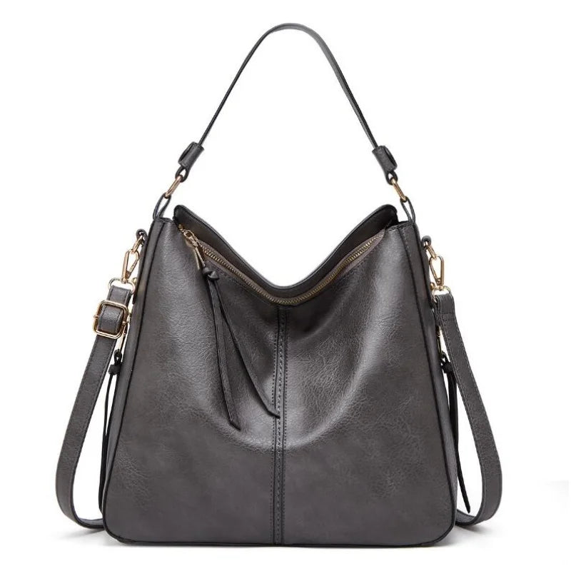 Women's Leather Hobo Bag — Large Capacity Shoulder Tote for Daily Use