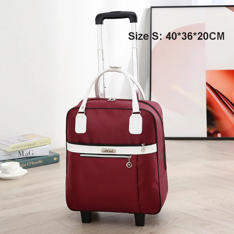 Rolling Travel Luggage Bag — Waterproof Oxford Cloth Suitcase with Wheels
