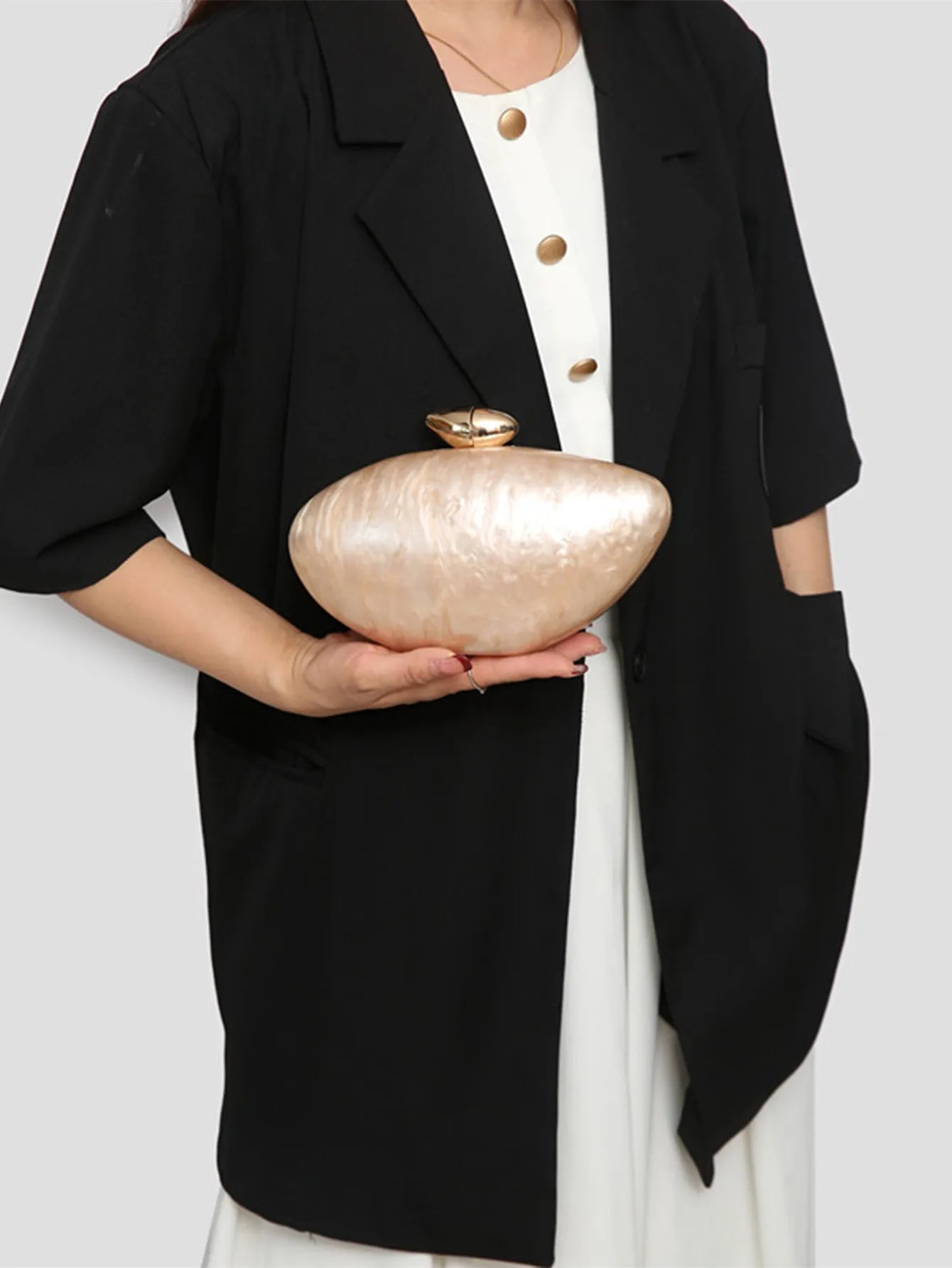 ABQP Retro Acrylic Marble Evening Bag — Elegant Minaudiere Clutch for Parties