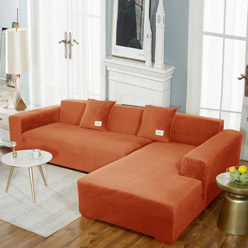 airldianer Velvet Sofa Cover — Luxury Elastic Slipcover for L-Shaped & Sectional Sofas