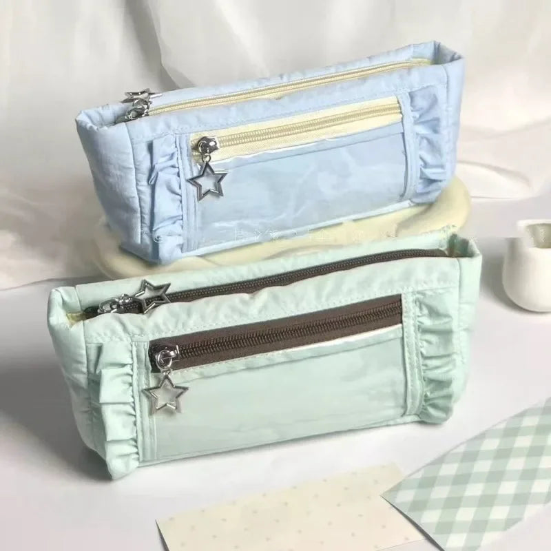 Large Capacity Lace Pencil Case — Elegant Stationery Storage Bag