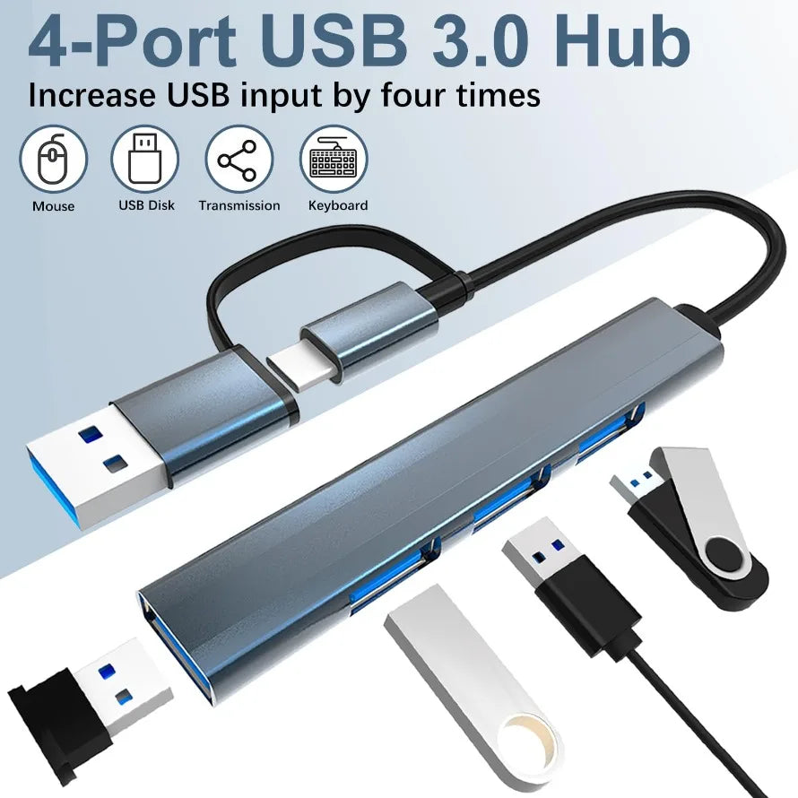 MnnWuu USB-C Multiport Hub — High Speed 5Gbps 4-in-2 Data Splitter
