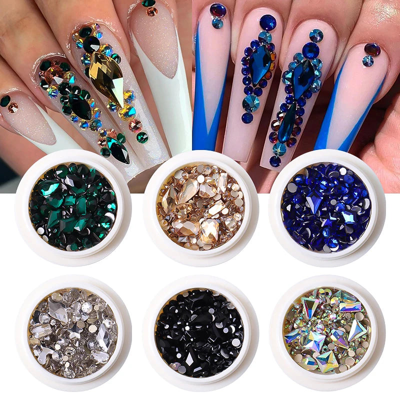 MagiBling Nail Art Rhinestone Kit — Mixed Size Crystal Gemstones for 3D Nail Design