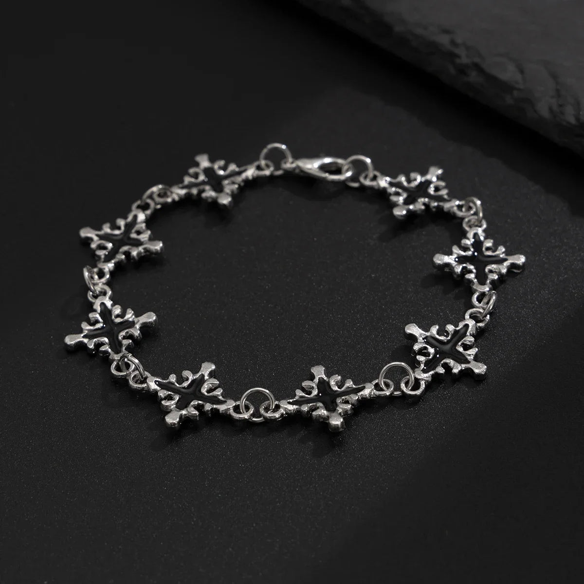 Obega Vintage Jesus Cross Bracelet — Hip Hop Style Silver Bangle