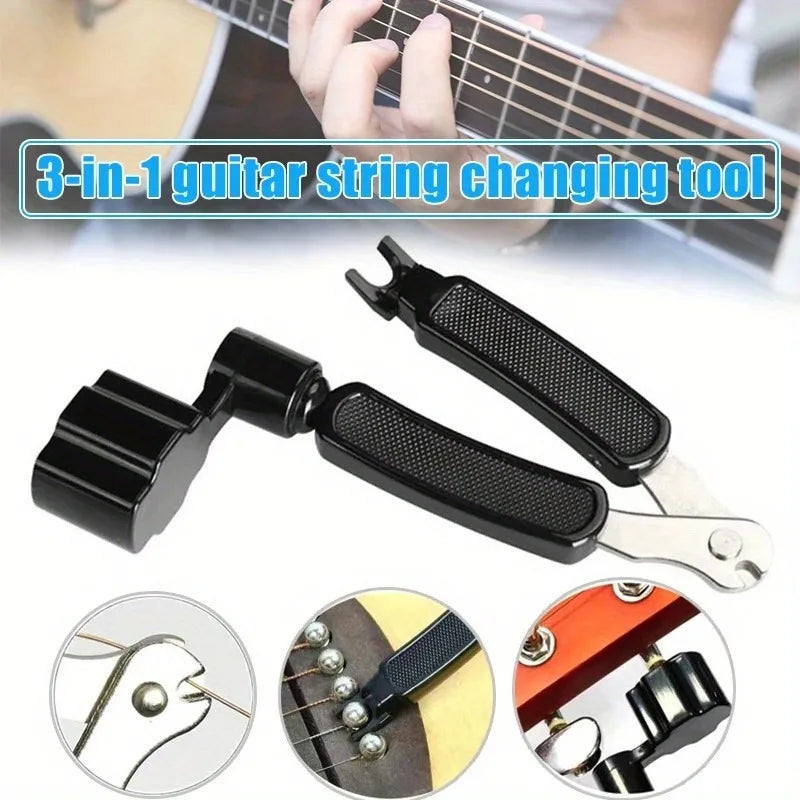 3-in-1 Guitar String Winder — String Cutter and Pin Puller Tool