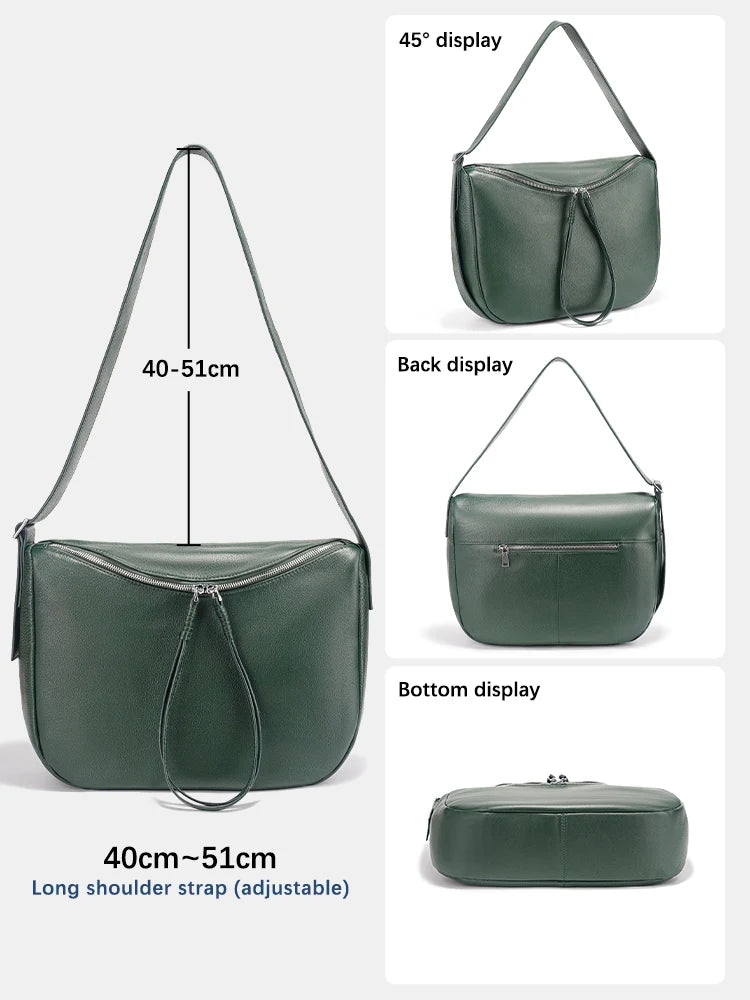 ZENCY Soft Leather Hobo Bag — Large Capacity Shoulder Bag for Work & Travel