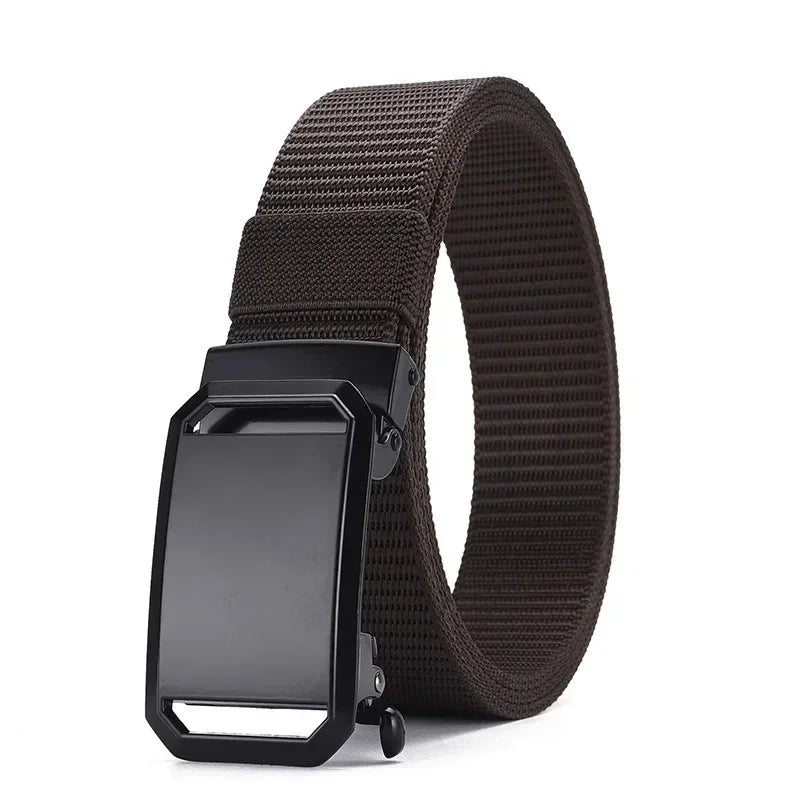 Men's Canvas Tactical Belt — Automatic Buckle for Workwear & Outdoor Use