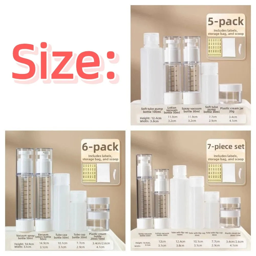 Transparent Travel Refillable Bottle Set — Leak Proof Containers with Storage Bag